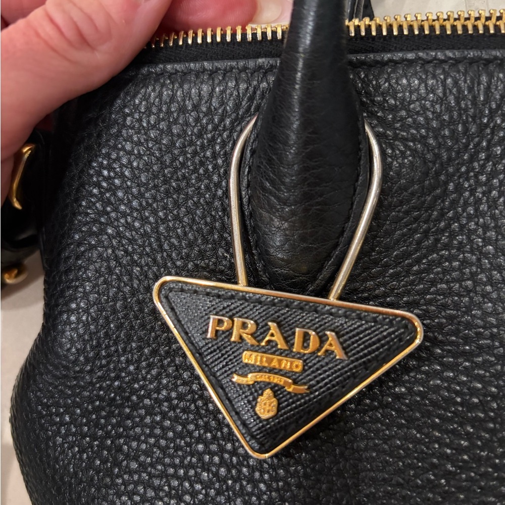 Prada Black and Gold Leather Satchel - Picture 6 of 12